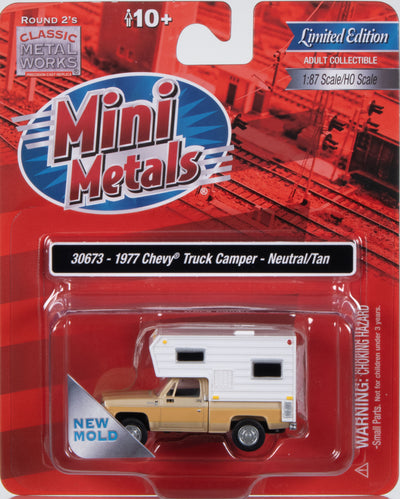 Classic Metal Works 1977 Chevy Fleetside Camper Pickup (Neutral & Buckskin Side) 1:87 HO Scale