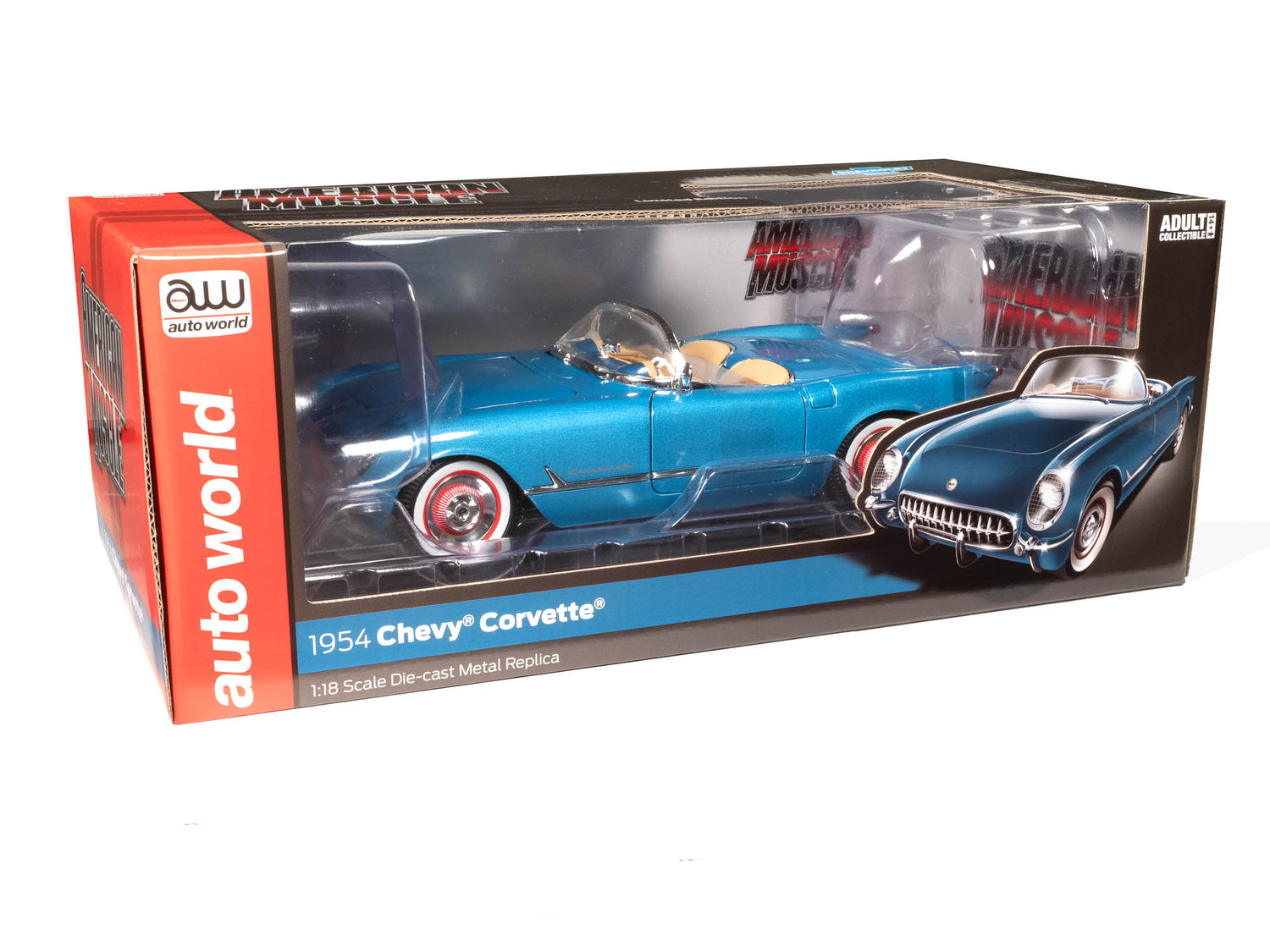 American Muscle 1954 Chevrolet Corvette Convertible 1:18 Scale Diecast - Auto World Store