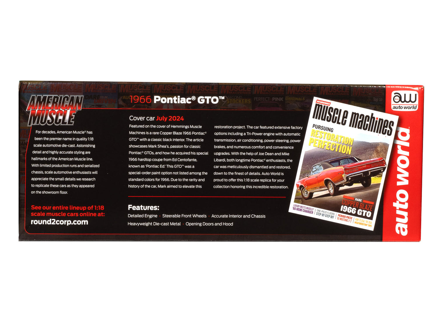 American Muscle 1966 Pontiac GTO Hardtop Hemmings Muscle Machines 1:18 Scale Diecast