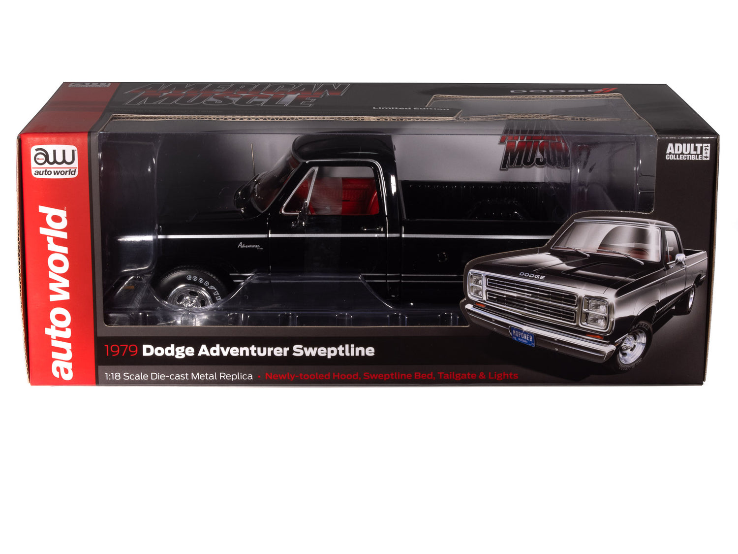 "PRE-ORDER" American Muscle 1979 Dodge SWB Sweptline Pickup Adventurer 1:18 Scale Diecast (DUE LATE JANUARY 2026)
