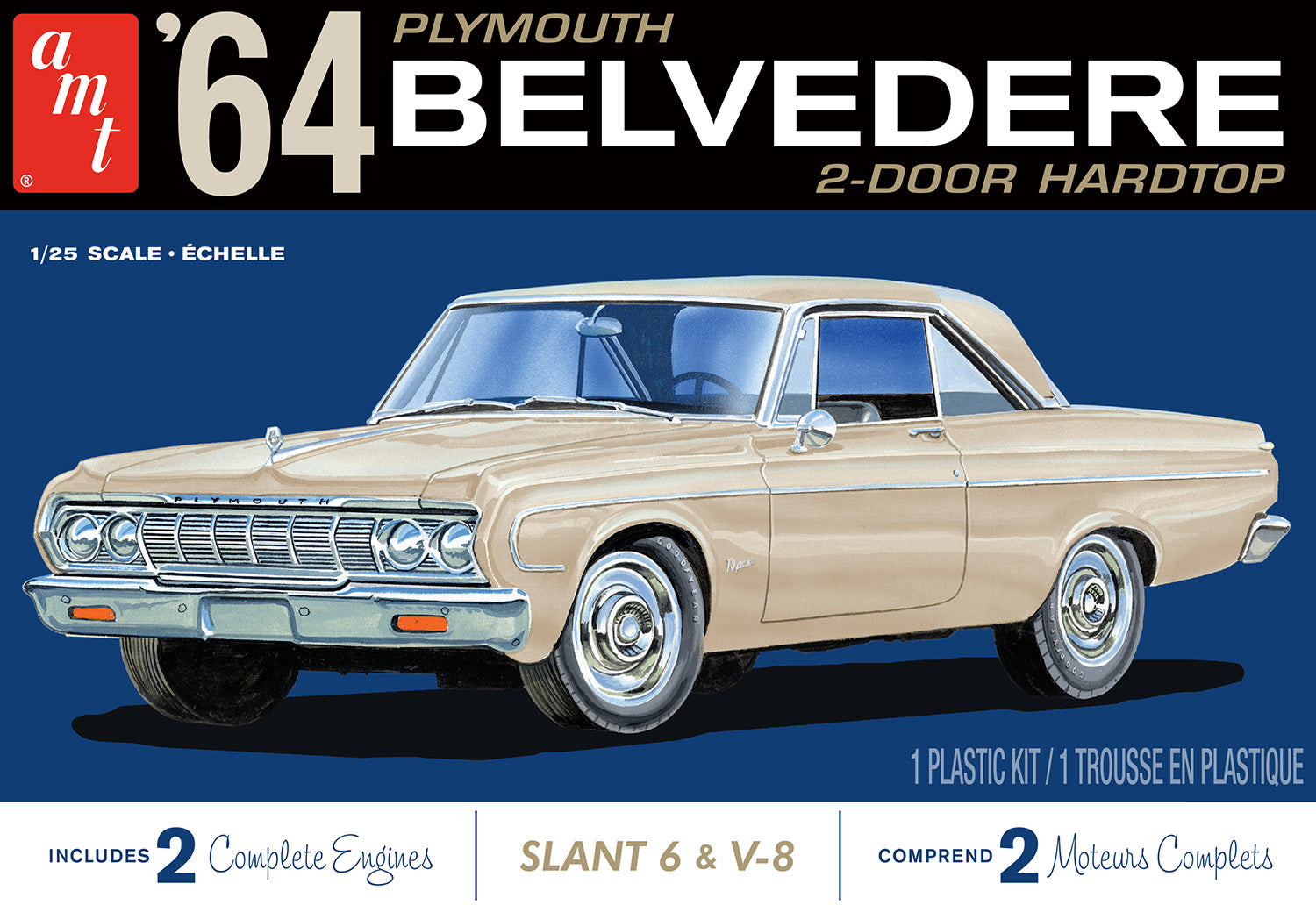 AMT 1964 Plymouth Belvedere (w-Slant 6 Engine) 1:25 Scale Model Kit