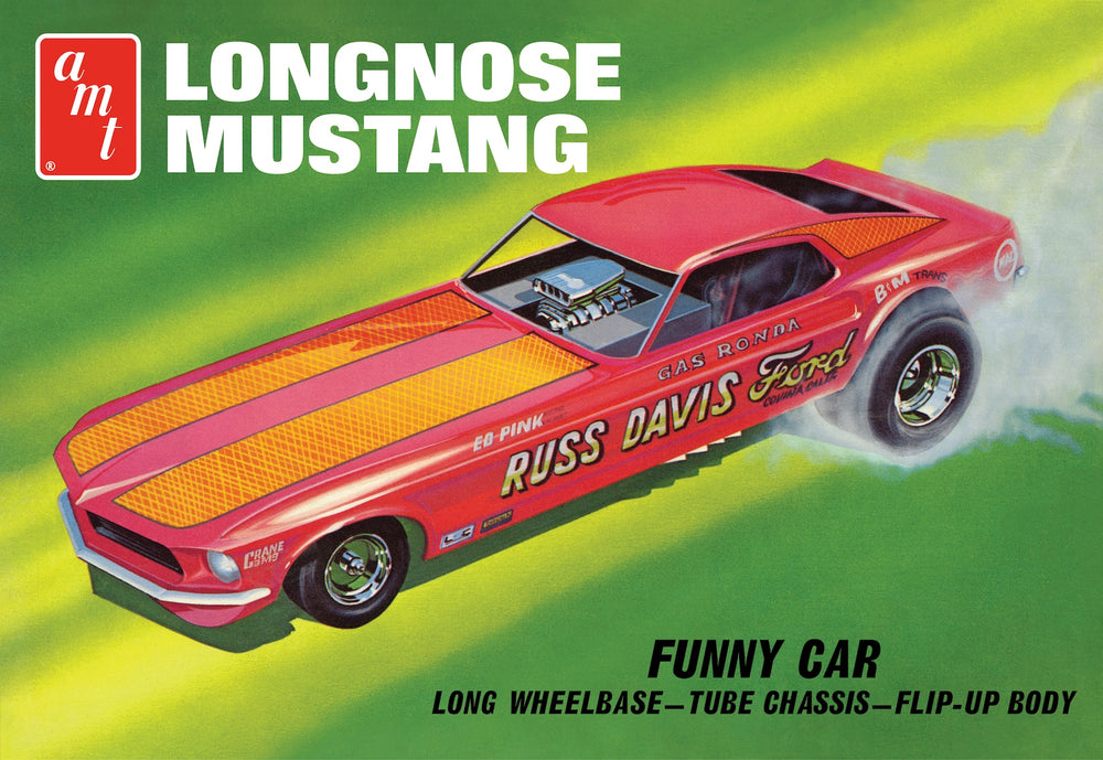 "PRE-ORDER" AMT 1969 Ford Mustang Long Nose Funny Car "Gas Ronda" 1:25 Scale Model Kit (DUE LATE OCTOBER 2025)