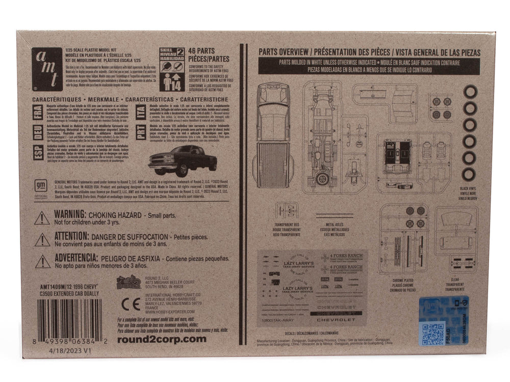 AMT 1996 Chevrolet C-3500 Dually Pickup Easy Build 1:25 Scale Model Kit
