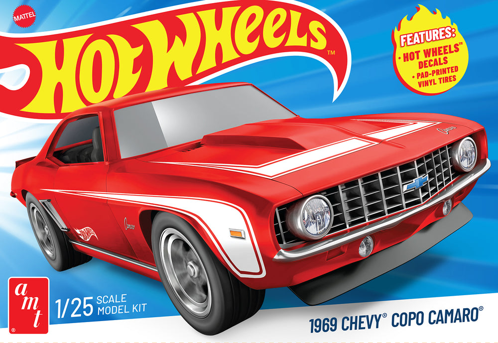 AMT 1969 Chevy Camaro COPO Hot Wheels 1:25 Scale Model Kit - Auto World Store