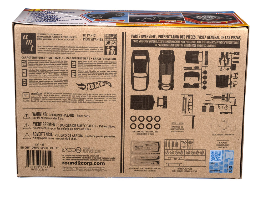AMT 1969 Chevy Camaro COPO Hot Wheels 1:25 Scale Model Kit - Auto World Store