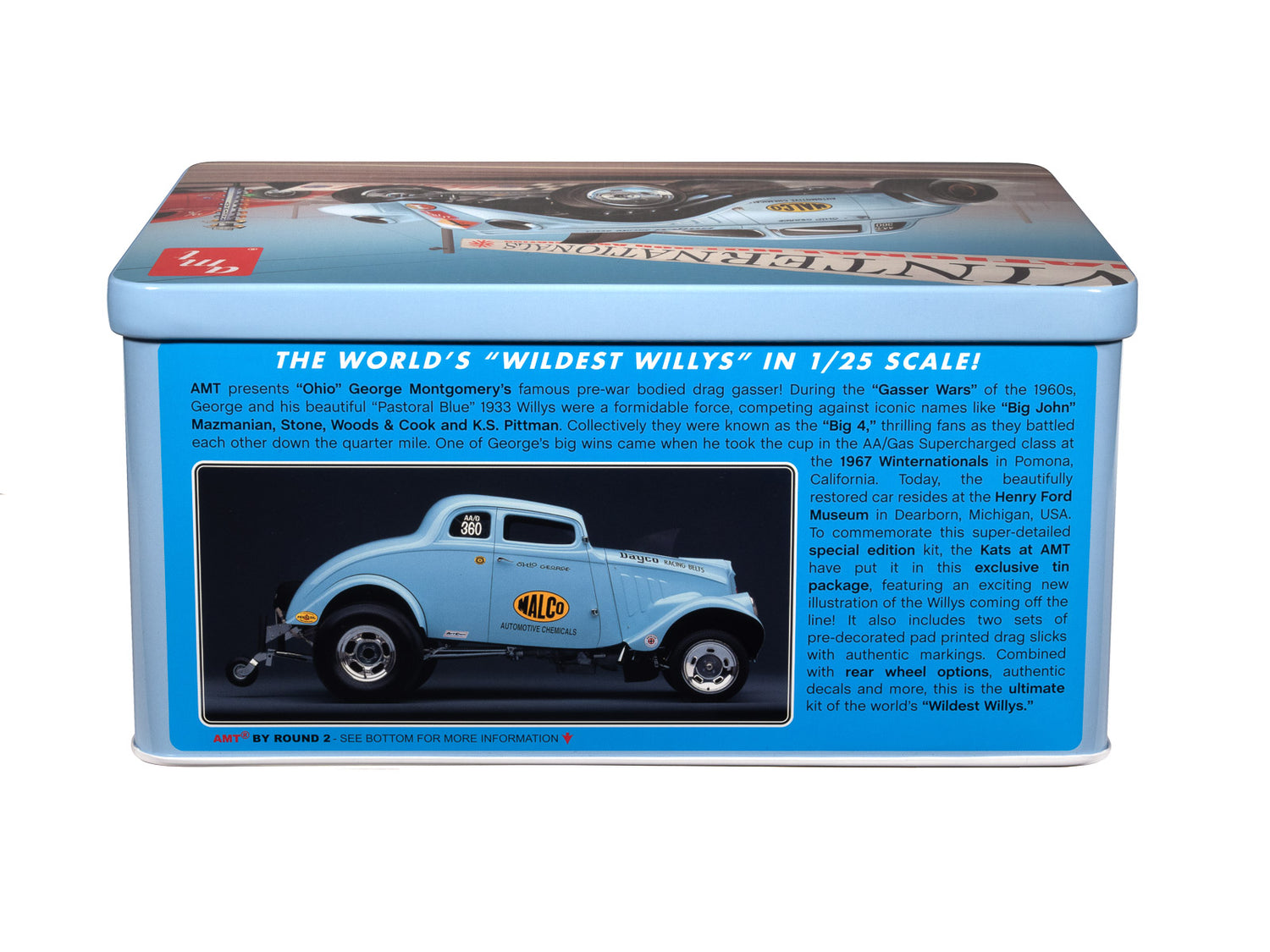 AMT 1933 Willys Gasser Ohio George w/Tin Packaging 1:25 Scale Model Kit