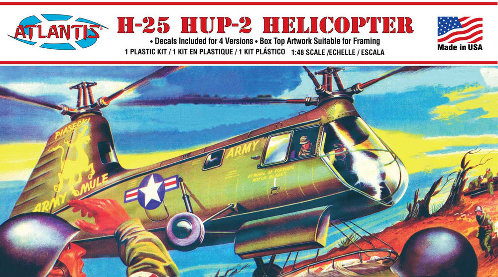 Atlantis H-25 HUP-2 Army Mule Helicopter 1:48 Scale Model Kit