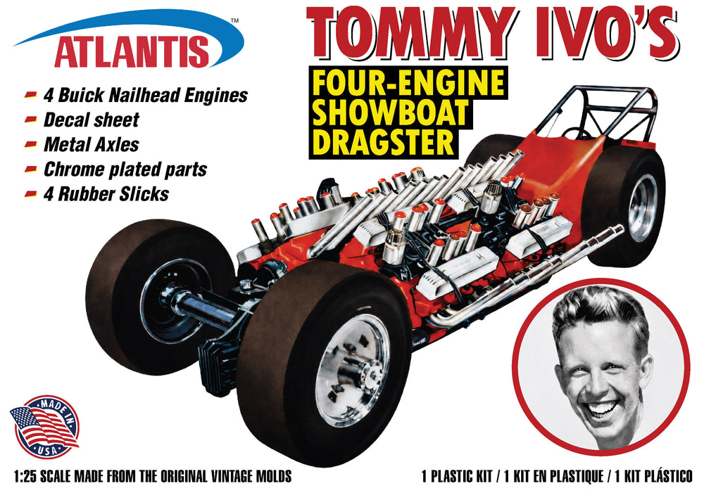 Atlantis Tommy Ivo's Showboat Four Engine Dragster with 4 Buick 454 Nailhead Engines 1:25 Scale Model Kit