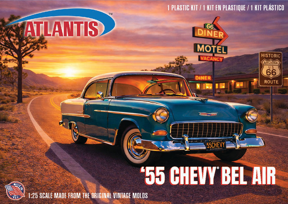 Atlantis U.S. Route 66 - 1955 Chevrolet Bel Air Hardtop 1:25 Scale Model Kit