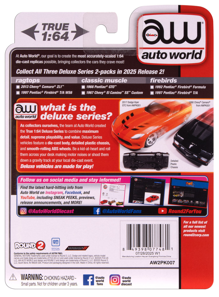 Auto World 2025 Release 2 Firebirds Deluxe (2-Pack) Version B 1:64 Scale Diecast