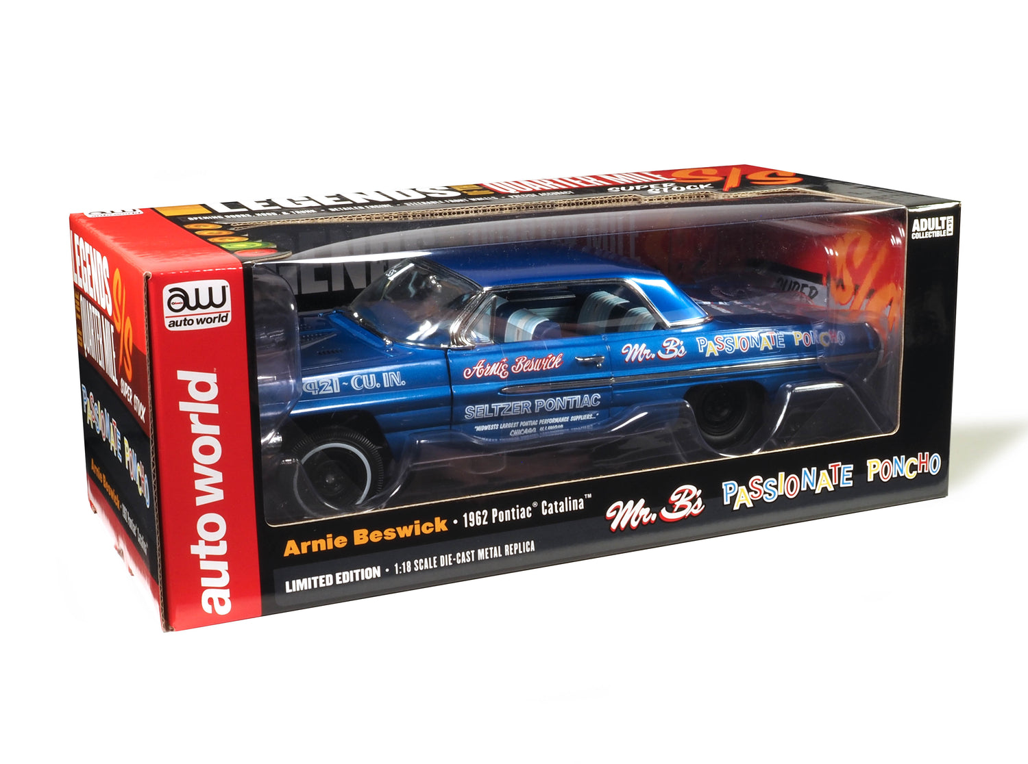 Auto World 1962 Pontiac Catalina Hardtop Legends of the Quarter Mile 1:18 Scale Diecast