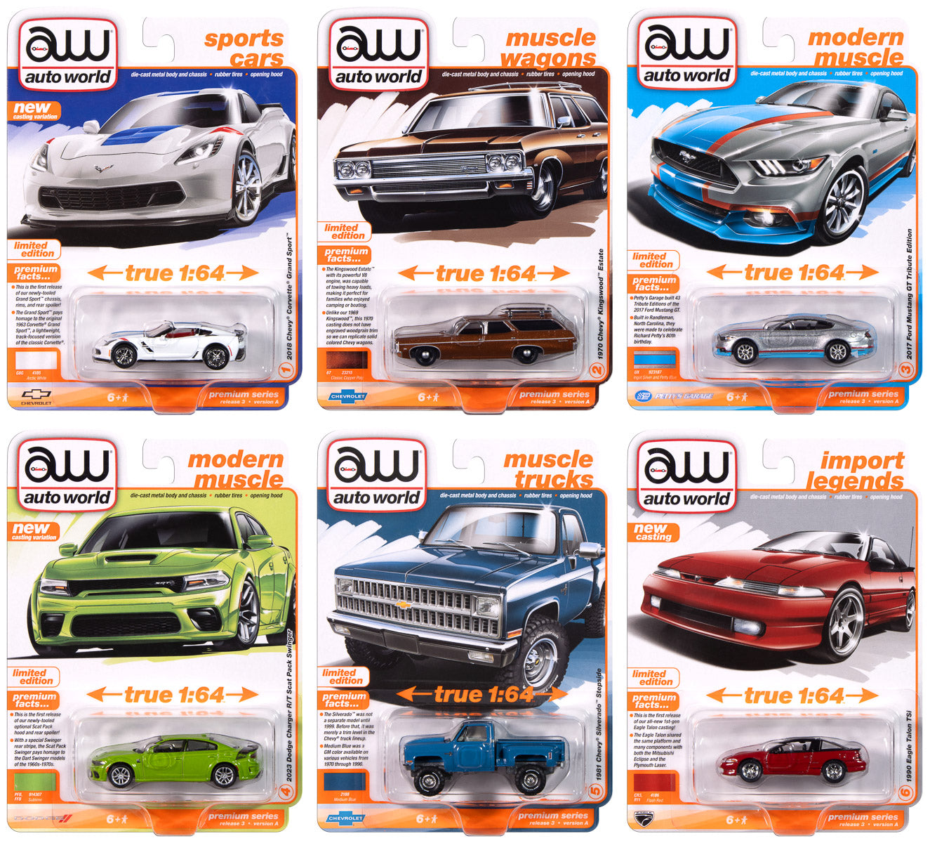 Auto World Premium 2024 Release 3 Set A (6-Car Sealed Case) 1:64 Diecast