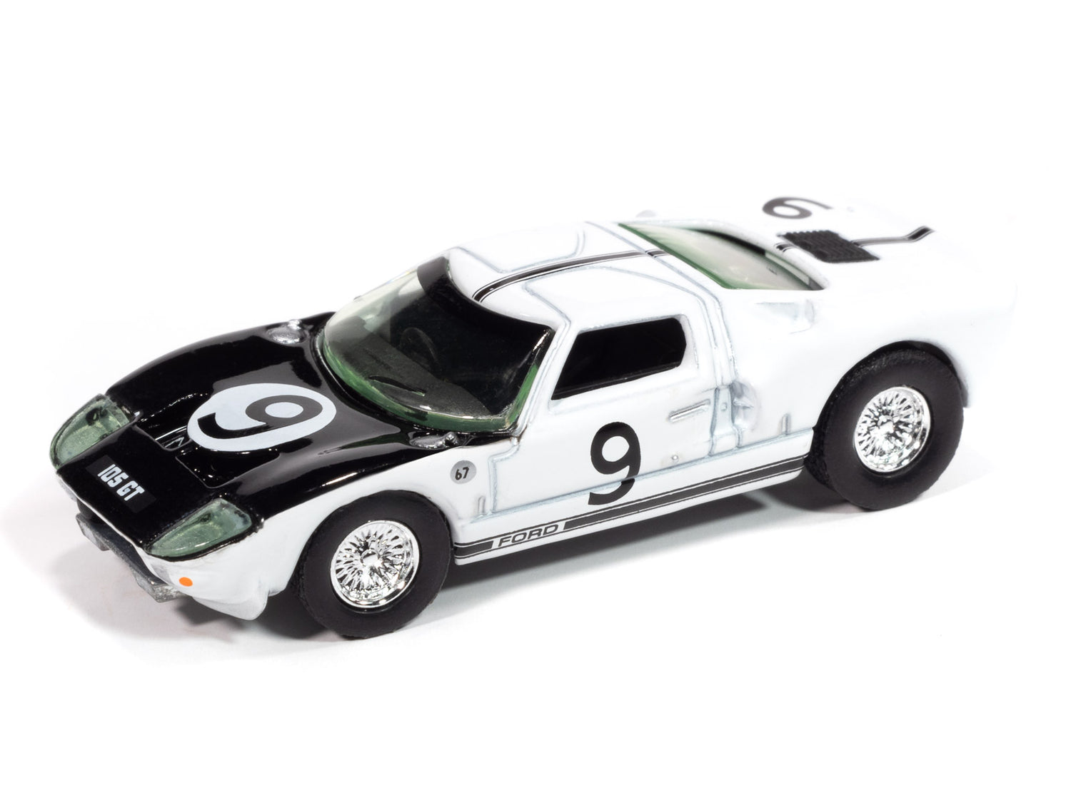 Auto World 1964 Ford GT40 (Gloss White w/Black Upper Front) 1:64 Diecast