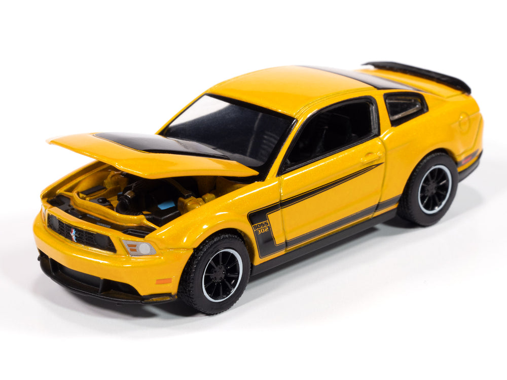 Auto World 2012 Ford Mustang Boss 302 (Yellow Blaze w/Black Accents) 1:64 Diecast