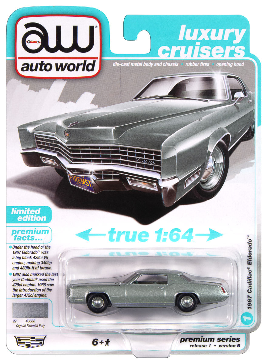 Auto World 1967 Cadillac Eldorado (Light Green Crystal Firemist Metallic) 1:64 Diecast