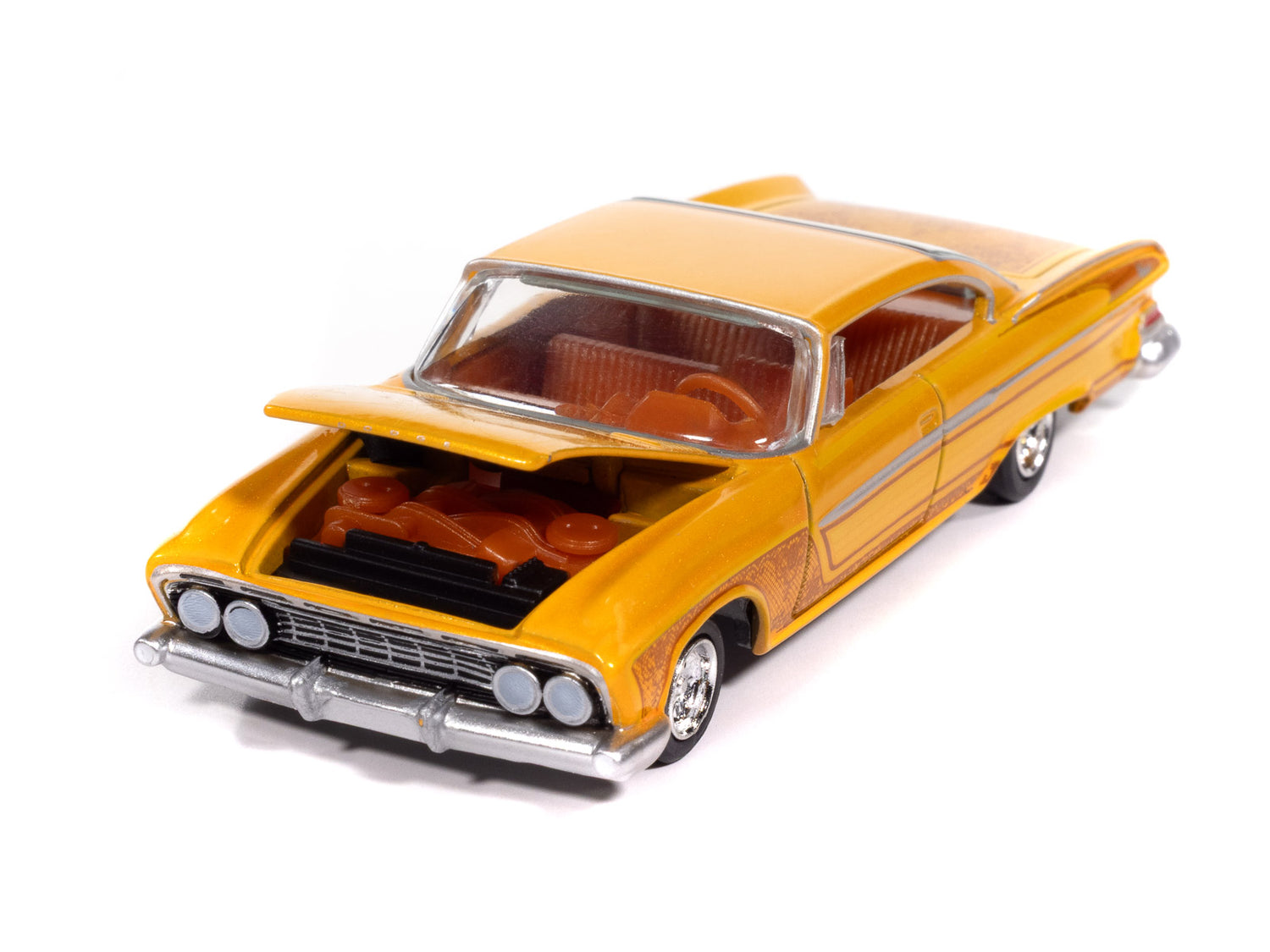 Auto World 1961 Dodge Phoenix Lowrider (Mango Smoothie Metallic w/ Lowrider Graphics) 1:64 Diecast