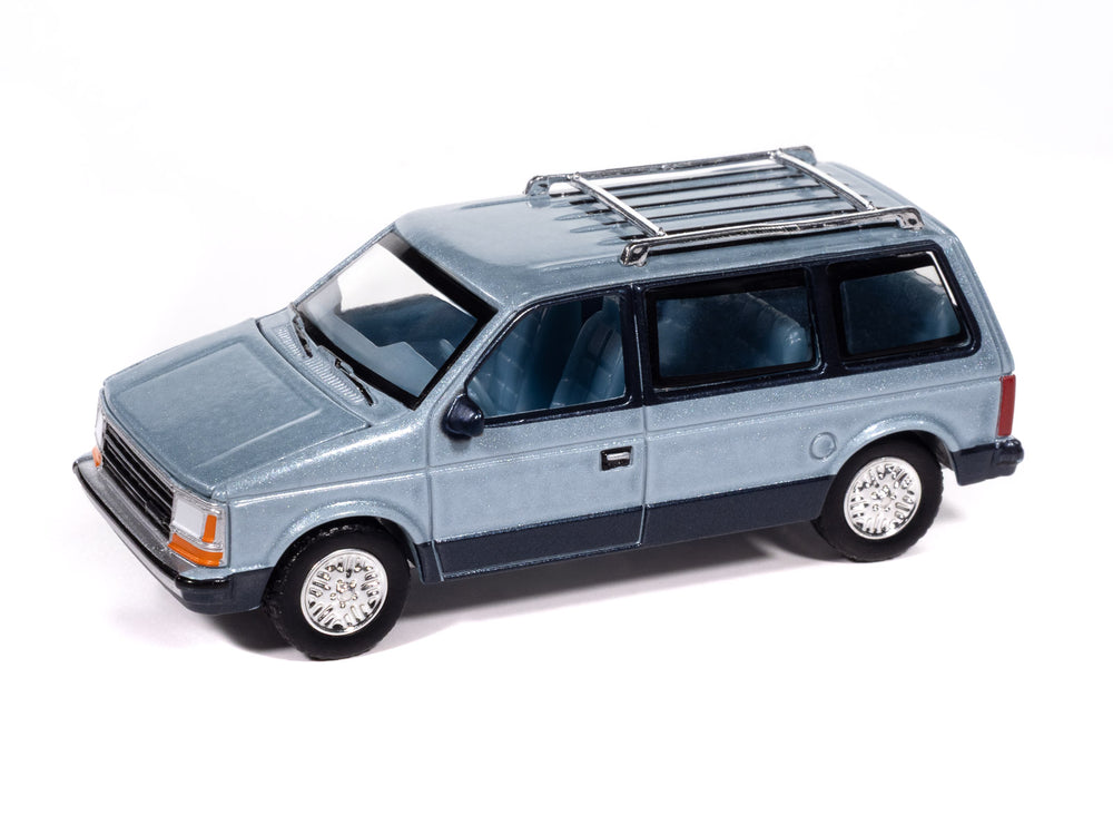 Auto World 1987 Plymouth Voyager (Ice Blue Poly 2-tone w/ Twilight Blue Poly) 1:64 Diecast