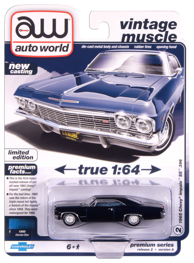 Auto World 1965 Chevrolet Impala (Danube Blue) 1:64 Diecast