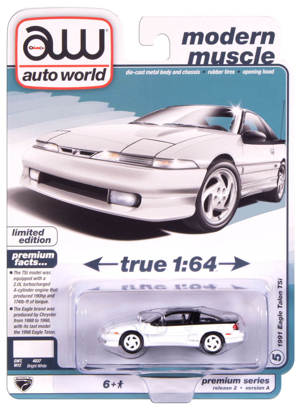 Auto World 1991 Eagle Talon Tsi (Bright White) 1:64 Diecast