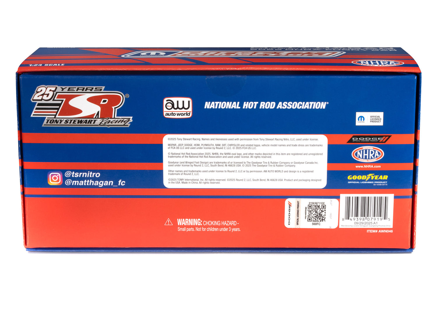 'PRE-ORDER" Auto World NHRA 2025 Matt Hagan Direct Connection Dodge Charger Funny Car 1:24 Scale Diecast (DUE LATE JANUARY 2026)