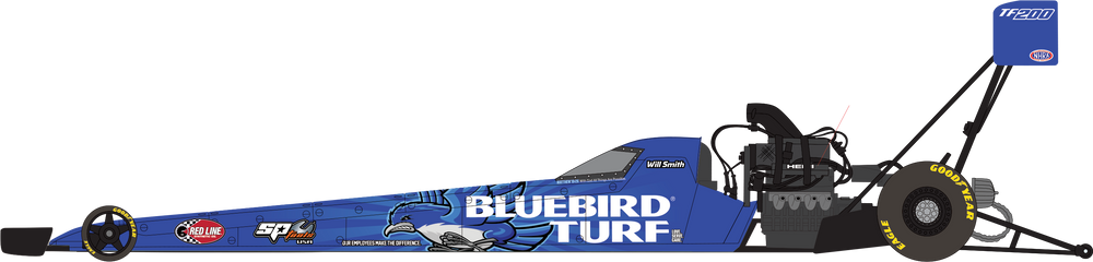 "PRE-ORDER" Auto World NHRA 2026 Will Smith Bluebird Turf SCAG Top Fuel Dragster 1:24 Scale Diecast (DUE OCTOBER 2026)