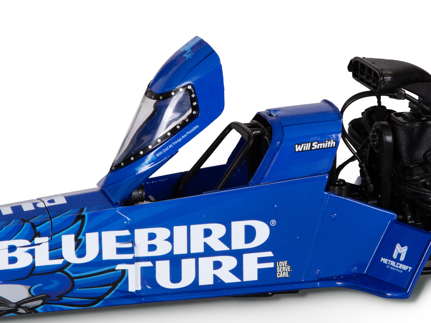 "PRE-ORDER" Auto World NHRA 2026 Will Smith Bluebird Turf SCAG Top Fuel Dragster 1:24 Scale Diecast (DUE OCTOBER 2026)