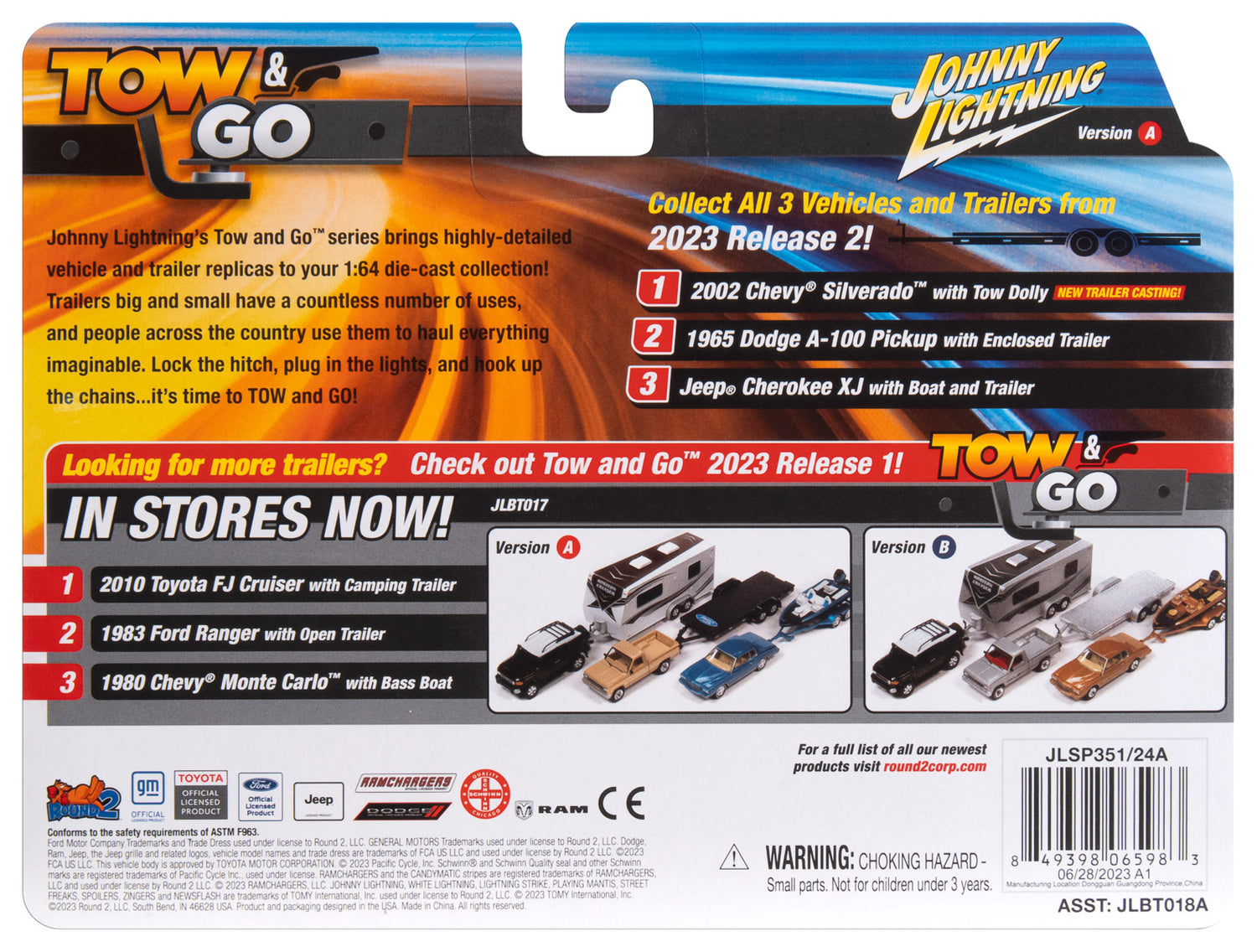 Johnny Lightning 2002 Chevrolet Silverado Extended Cab (Black) w/Tow Dolly 1:64 Diecast