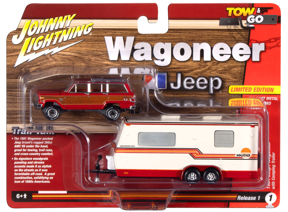 Johnny Lightning 1981 Jeep Wagoneer w/Camper Trailer 1:64 Diecast