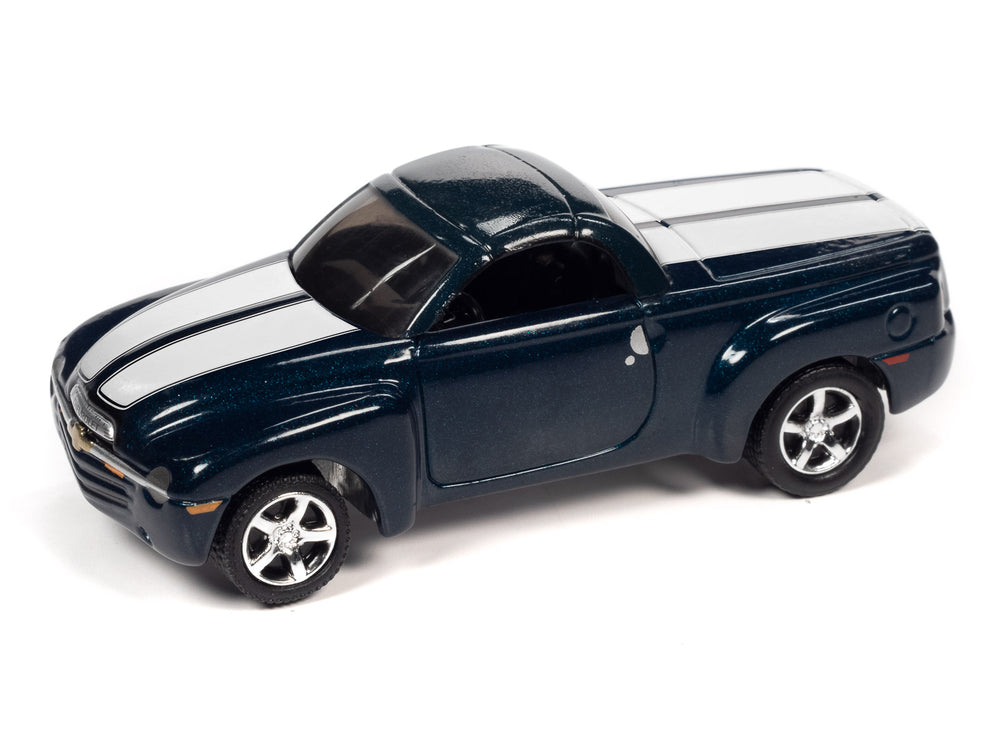 Johnny Lightning Classic Gold 2005 Chevrolet SSR (Bermuda Blue w/White SS Stripes) 1:64 Scale Diecast