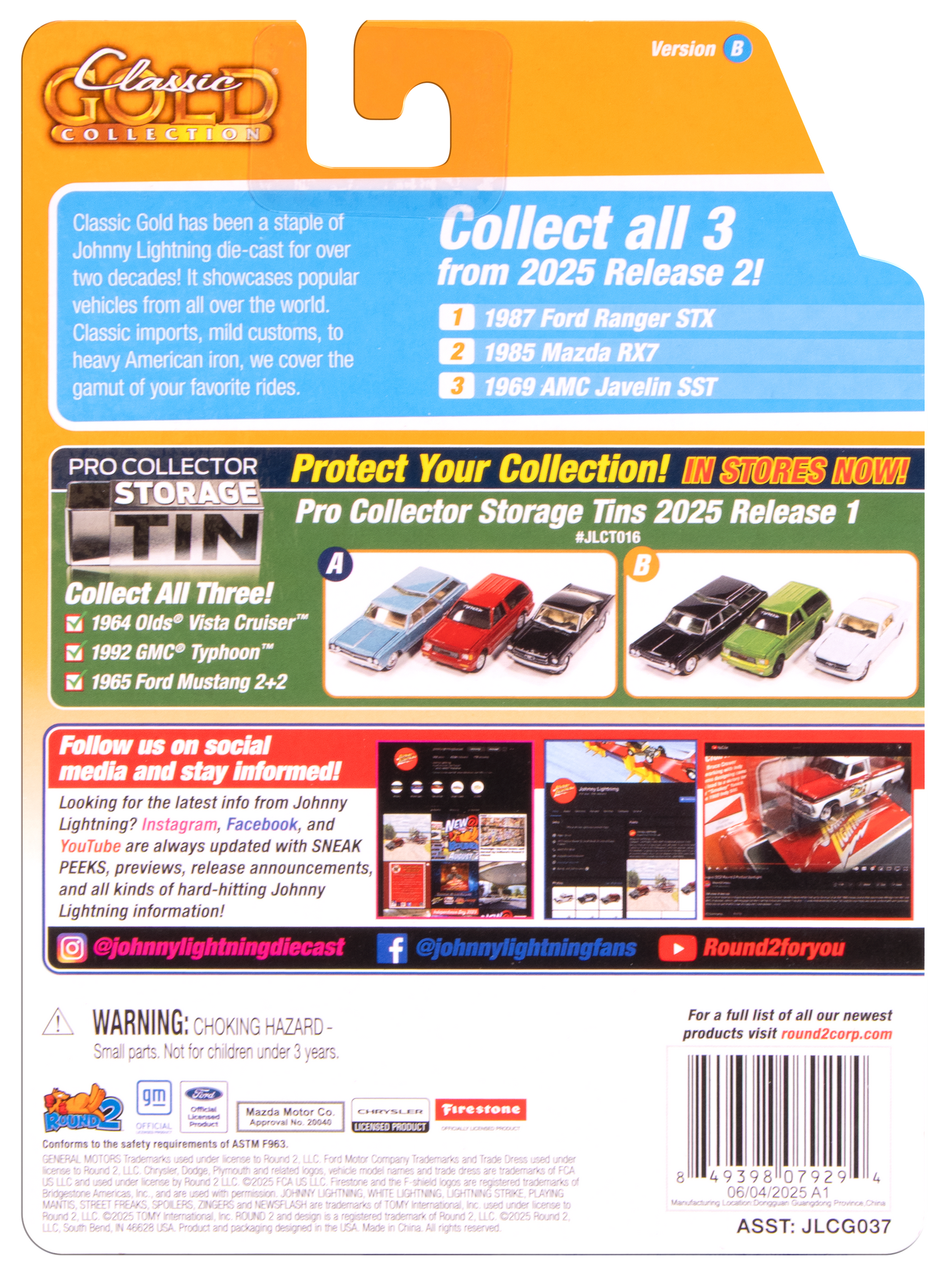 Johnny Lightning Classic Gold 1985 Mazda RX-7 (V3 Tender Blue) 1:64 Scale Diecast