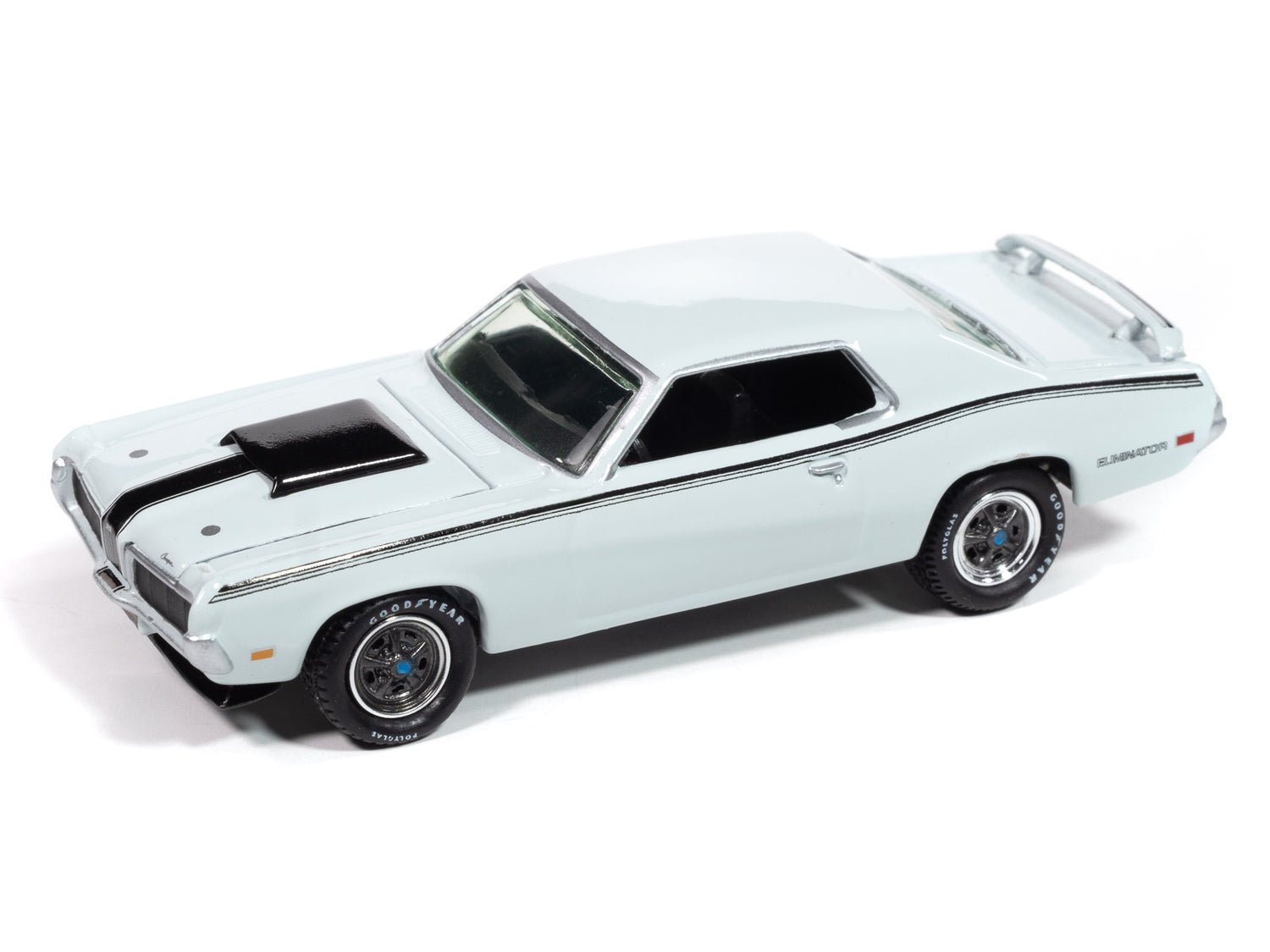 Johnny Lightning 1970 Mercury Cougar Eliminator (Pastel Blue) with Collector Tin 1:64 Diecast