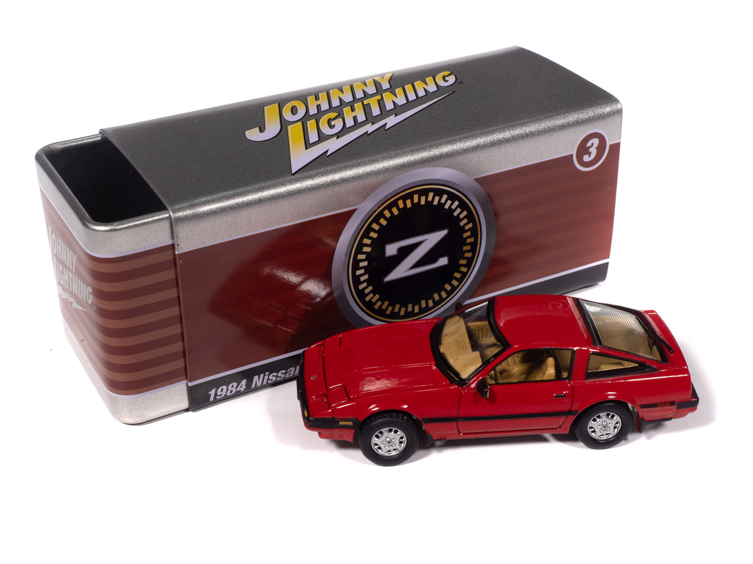 "PRE-ORDER" Johnny Lightning 1984 Nissan 300zx (Regatta Red) with Collector Tin 1:64 Diecast (DUE JANUARY 2026)