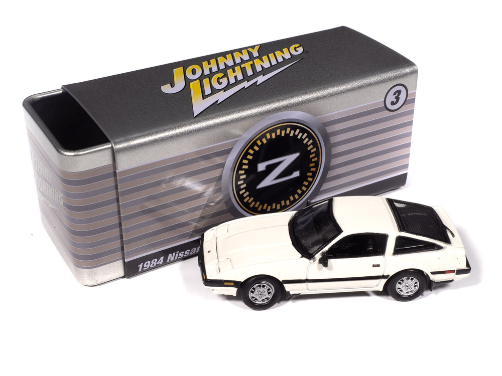 "PRE-ORDER" Johnny Lightning 1984 Nissan 300zx (Mint White) with Collector Tin 1:64 Diecast (DUE JANUARY 2026)