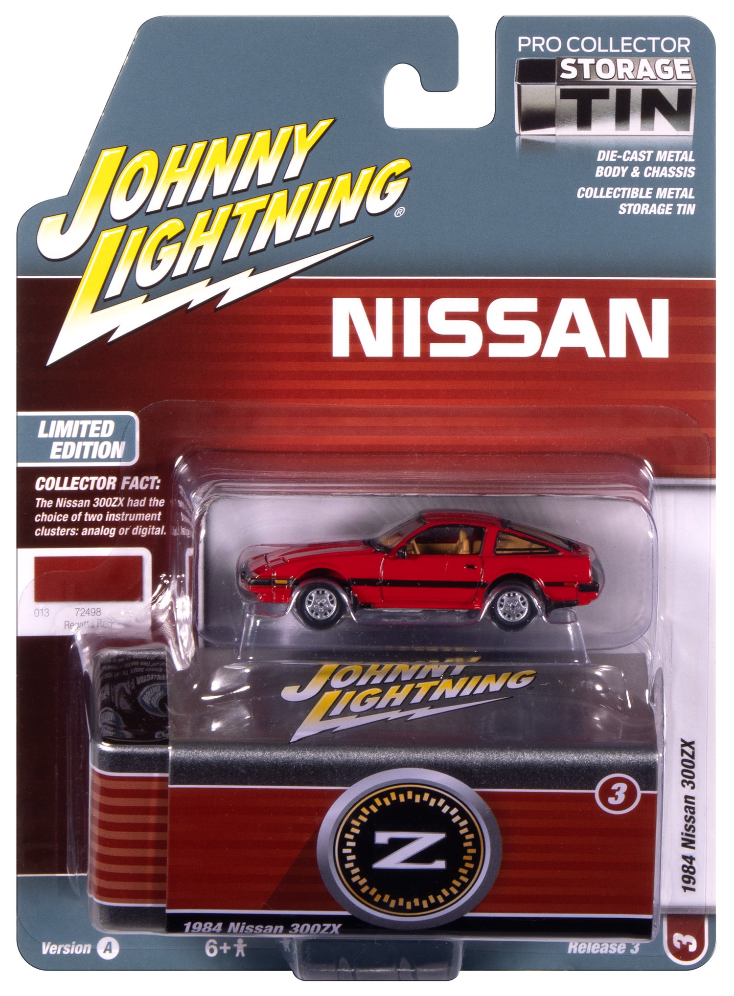 "PRE-ORDER" Johnny Lightning 1984 Nissan 300zx (Regatta Red) with Collector Tin 1:64 Diecast (DUE JANUARY 2026)