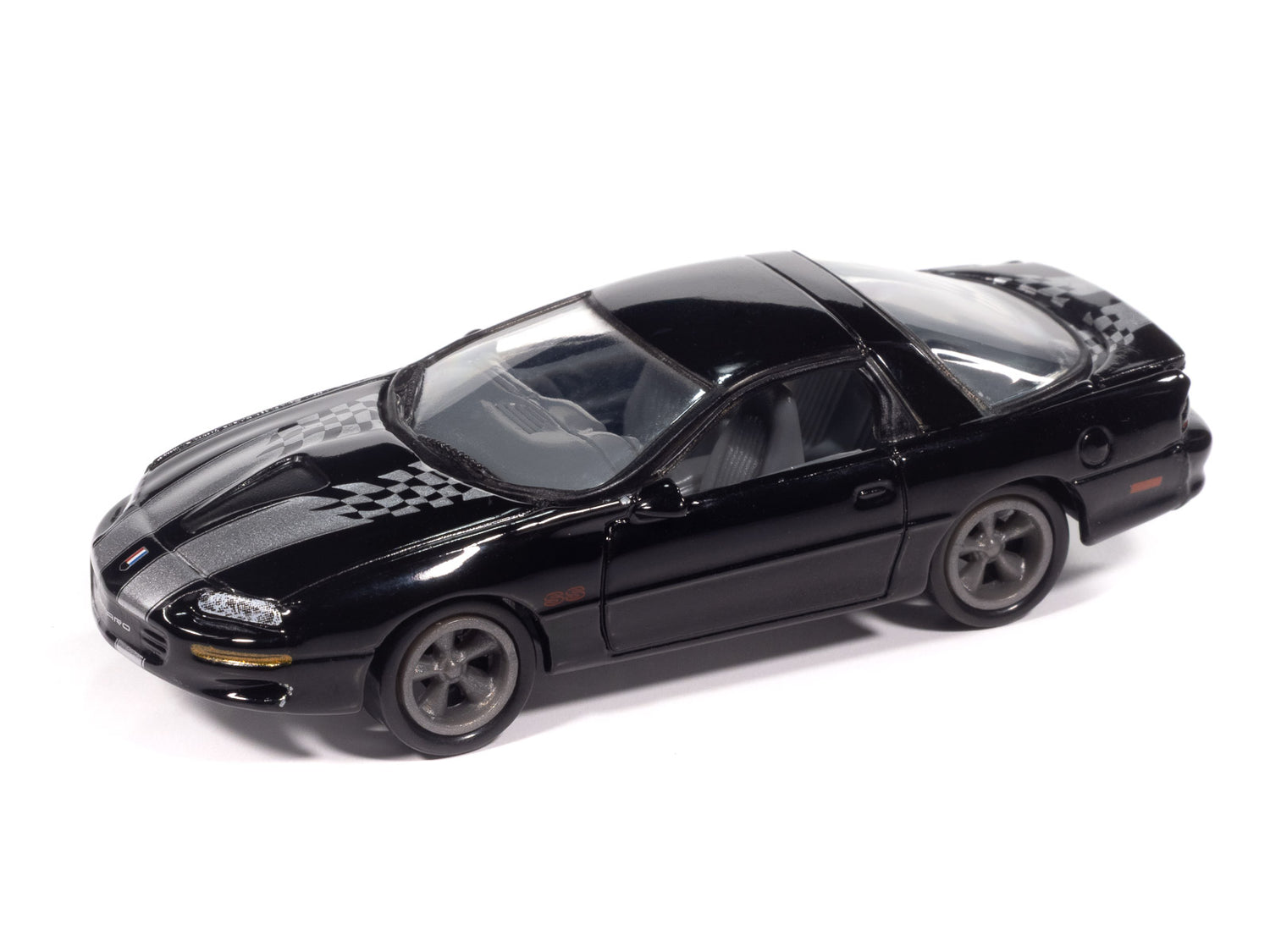 Johnny Lightning 2002 Chevy Camaro SS 35th Anniversary (Black w/Silver Stripes) with Collector Tin 1:64 Diecast
