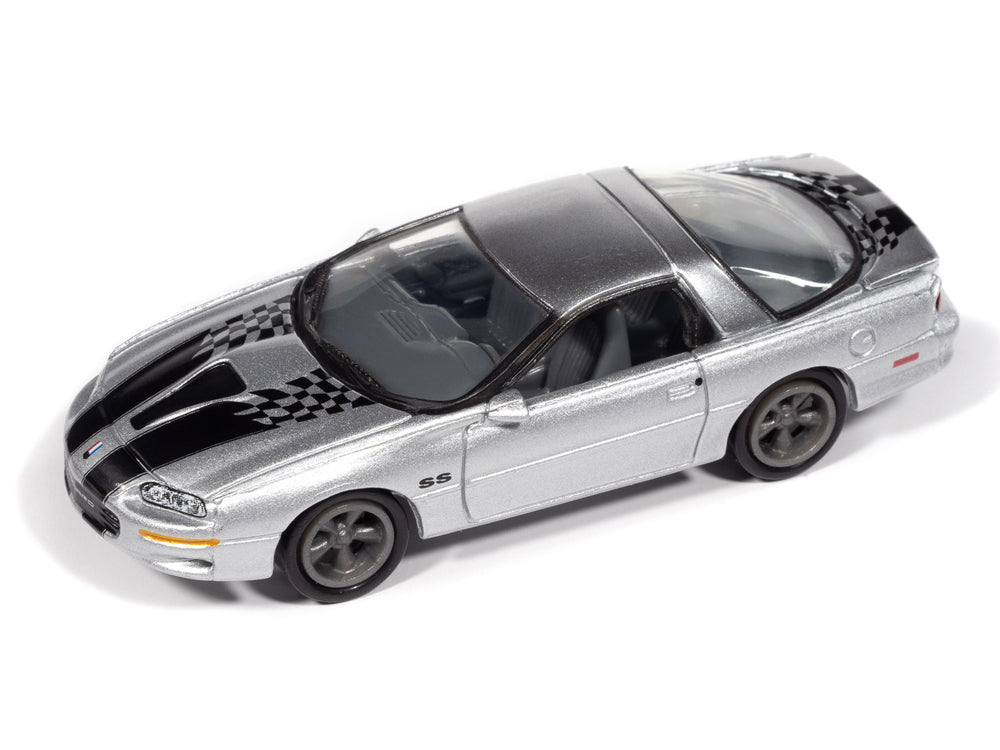 Johnny Lightning 2002 Chevy Camaro SS 35th Anniversary (Silver w/Black Stripes) with Collector Tin 1:64 Diecast