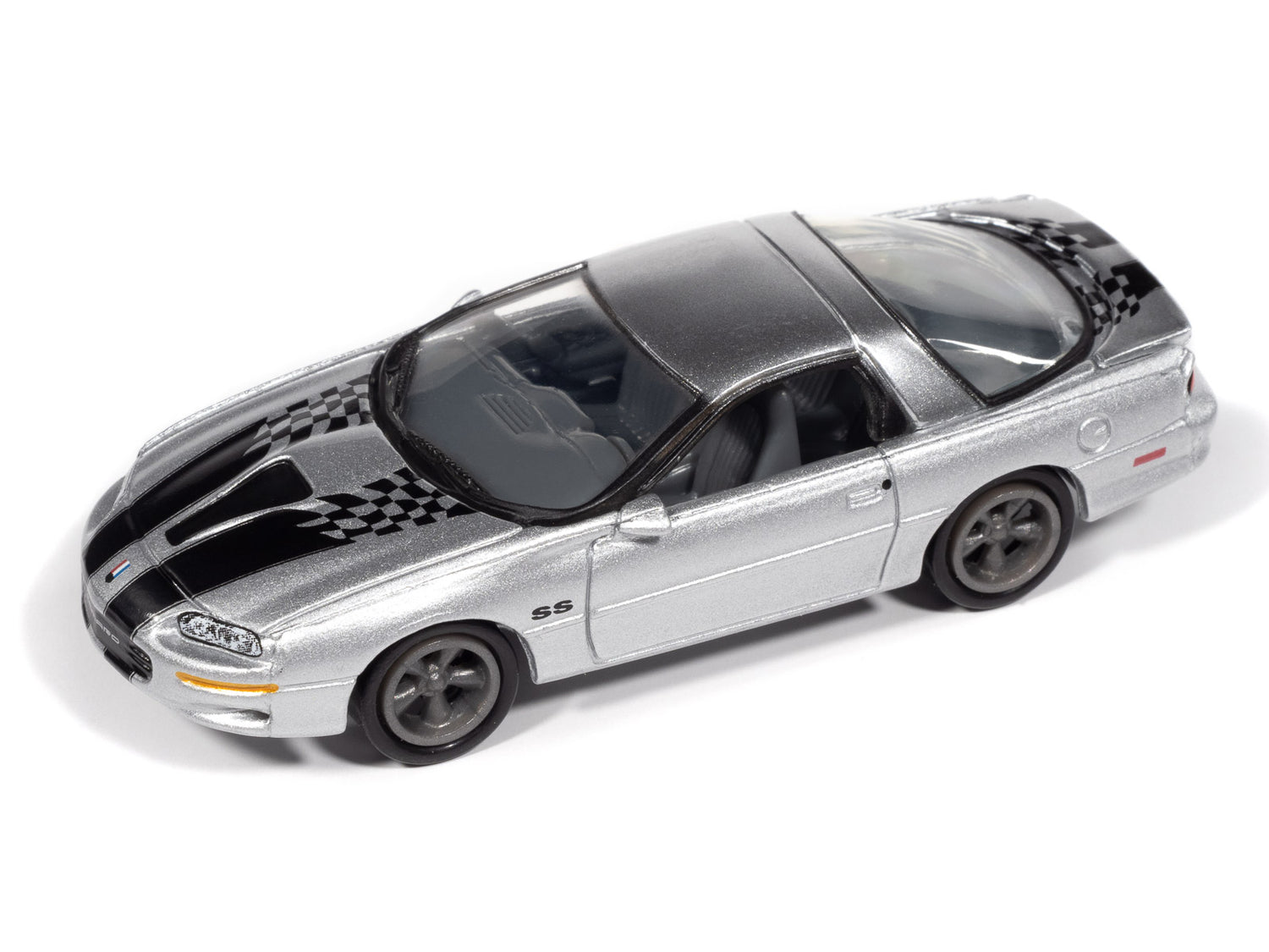 Johnny Lightning 2002 Chevy Camaro SS 35th Anniversary (Silver w/Black Stripes) with Collector Tin 1:64 Diecast