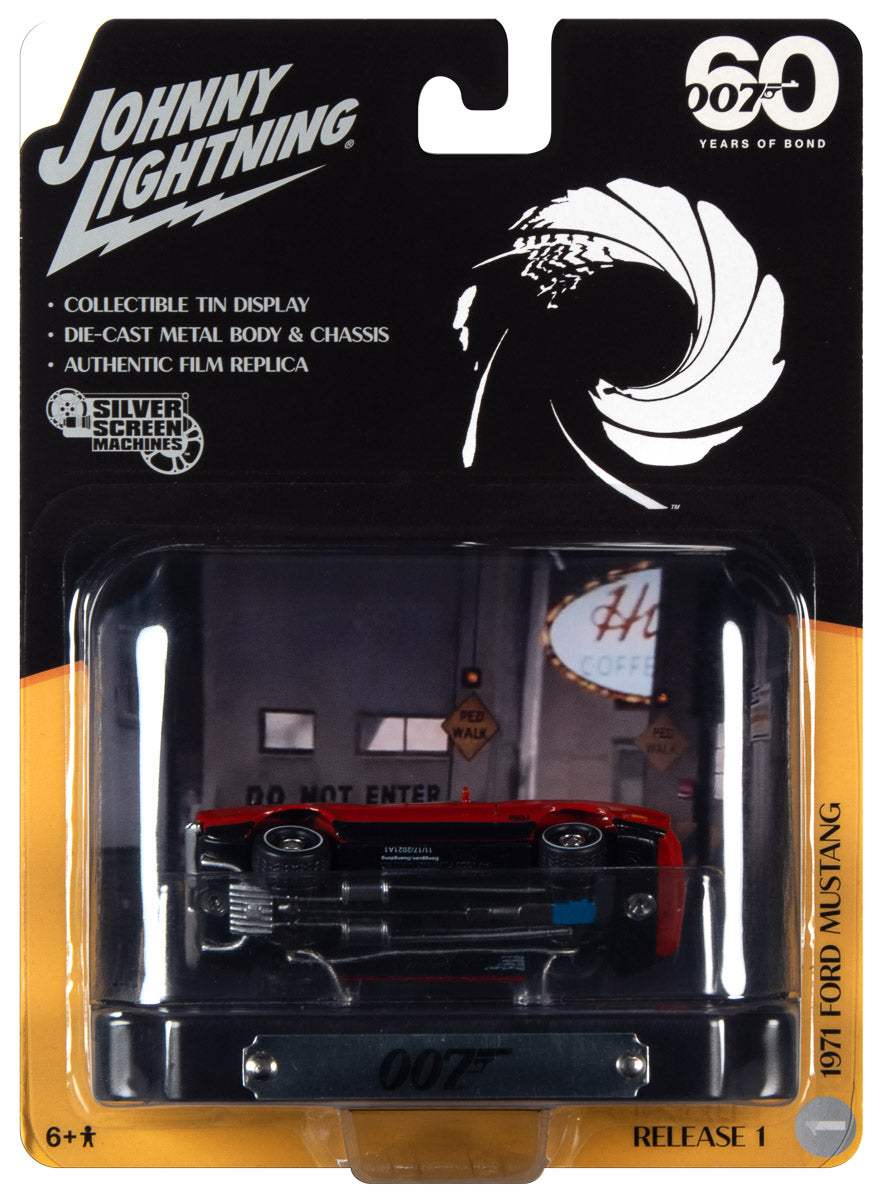 Johnny Lightning Diamonds Are Forever 1971 Ford Mustang Mach 1 w/Tin (Red) 1:64 Scale Diecast (BOND17)