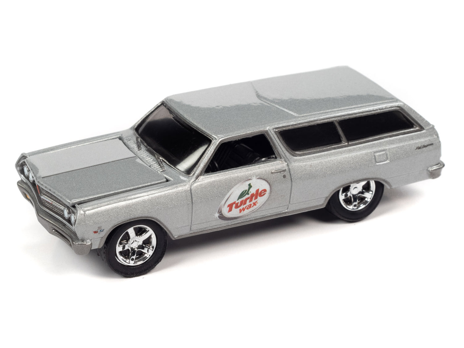 Johnny Lightning Muscle Cars 1965 Turtle Wax Chevrolet Chevelle Wagon (Silver w/Turtle Wax Graphics) 1:64 Scale Diecast