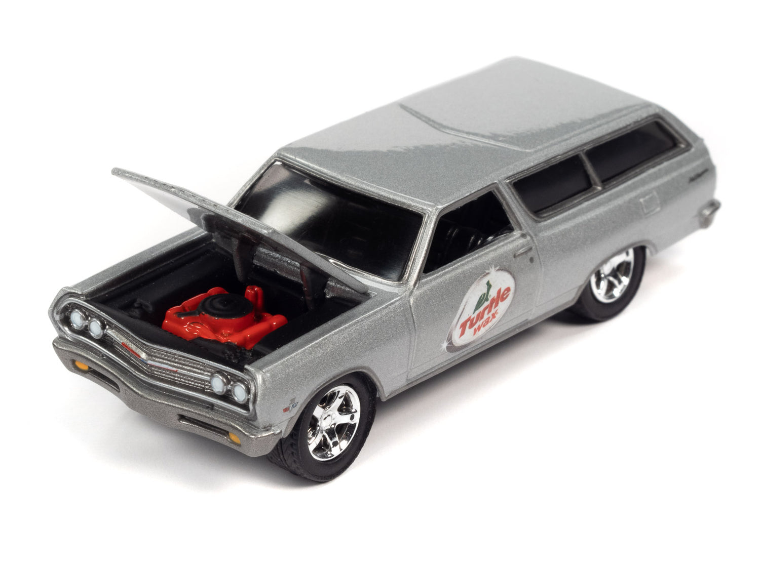 Johnny Lightning Muscle Cars 1965 Turtle Wax Chevrolet Chevelle Wagon (Silver w/Turtle Wax Graphics) 1:64 Scale Diecast