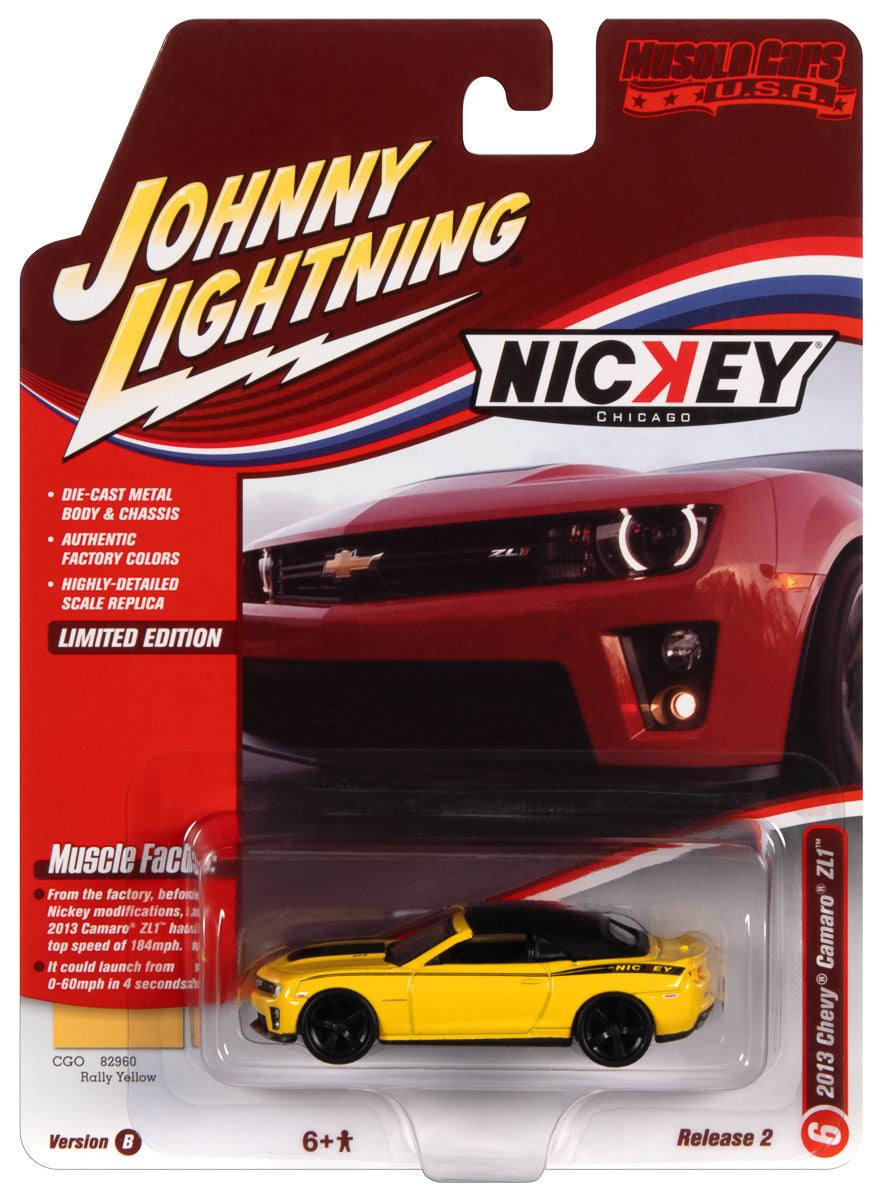 Johnny Lightning Muscle Car 2013 NICKEY Chevrolet Camaro ZL1 Convertible (Rally Yellow) 1:64 Diecast