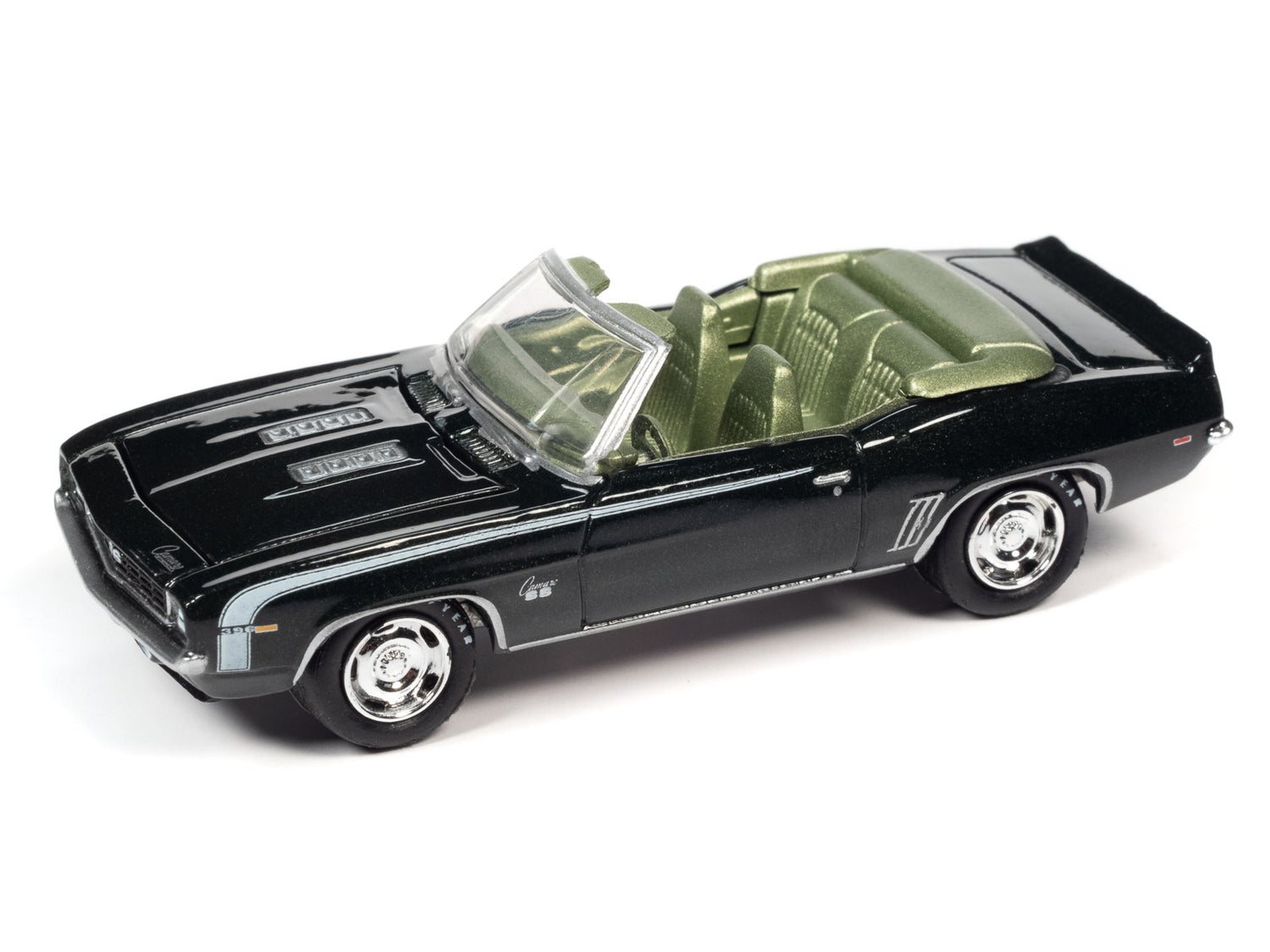 Johnny Lightning Muscle Cars 1969 Chevrolet Camaro RS/SS Convertible (Fathom Green Poly w/White Hockey Side Stripe) 1:64 Scale Diecast - Auto World Store