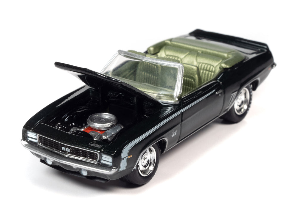 Johnny Lightning Muscle Cars 1969 Chevrolet Camaro RS/SS Convertible (Fathom Green Poly w/White Hockey Side Stripe) 1:64 Scale Diecast - Auto World Store