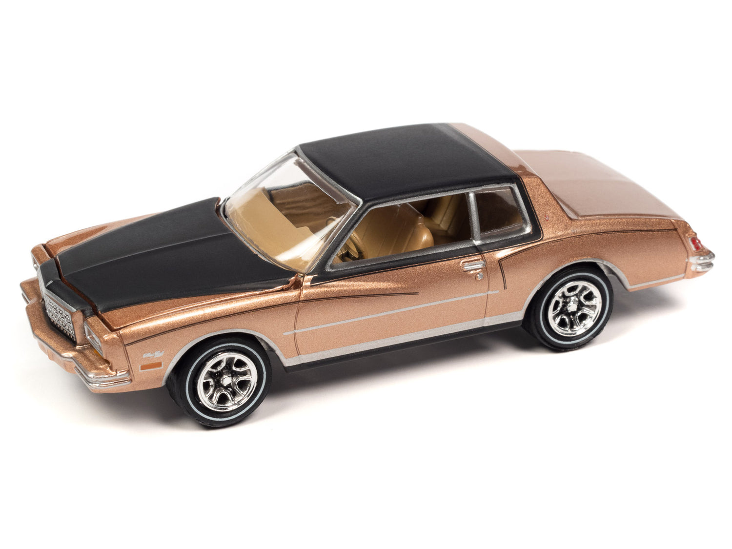 Johnny Lightning Muscle Cars 1980 Chevrolet Monte Carlo (Light Camel Poly w/Gloss Black Roof & Hood) 1:64 Scale Diecast