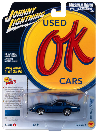 Johnny Lightning Muscle Cars 1982 Chevrolet Corvette (Bright Blue Poly) 1:64 Scale Diecast