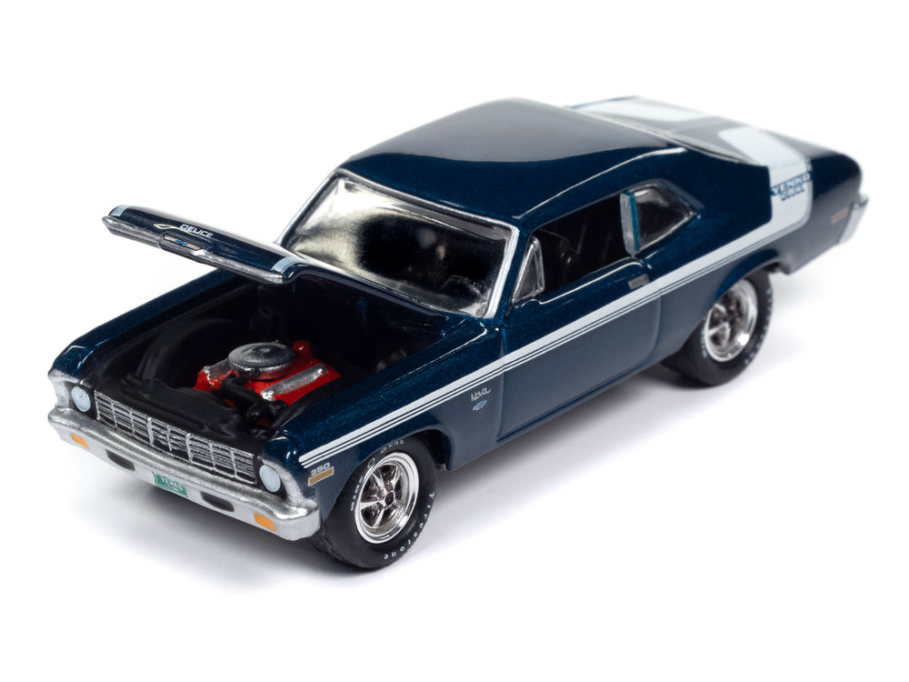 Johnny Lightning Muscle Cars 1970 Yenko Deuce Chevy Nova (Fathom Blue Ply w/White Yenko Deuce Stripes) 1:64 Scale Diecast