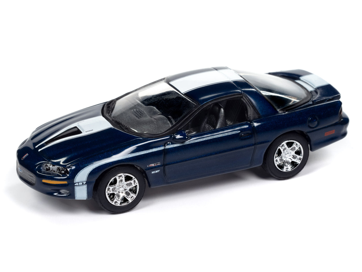Johnny Lightning Muscle Cars Nickey 2002 Chevy Camaro ZL1 (Metallic Blue with White Stripes) 1:64 Scale Diecast