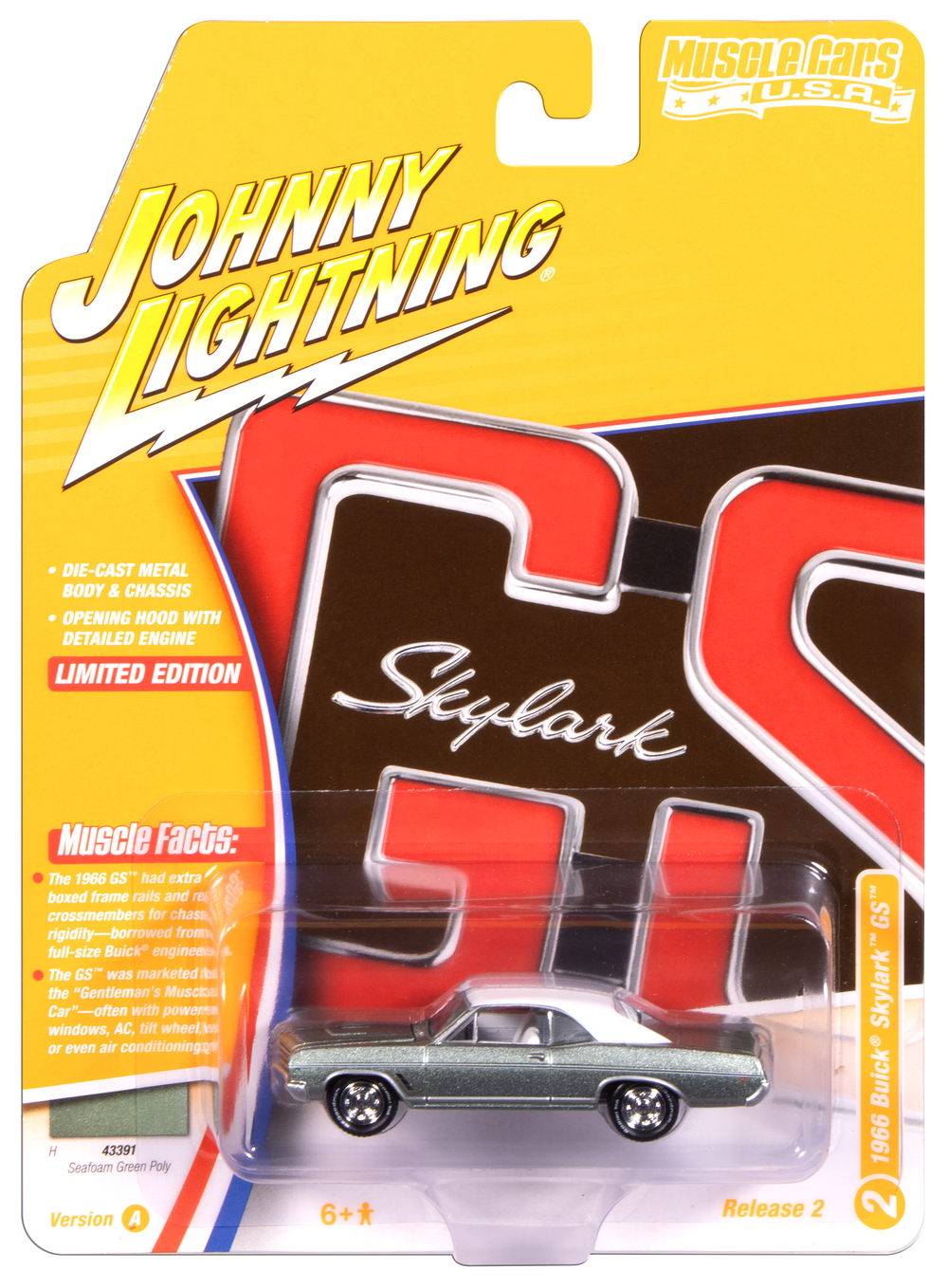 Johnny Lightning Muscle Cars 1966 Buick Skylark GS (Seafoam Green Poly) 1:64 Scale Diecast