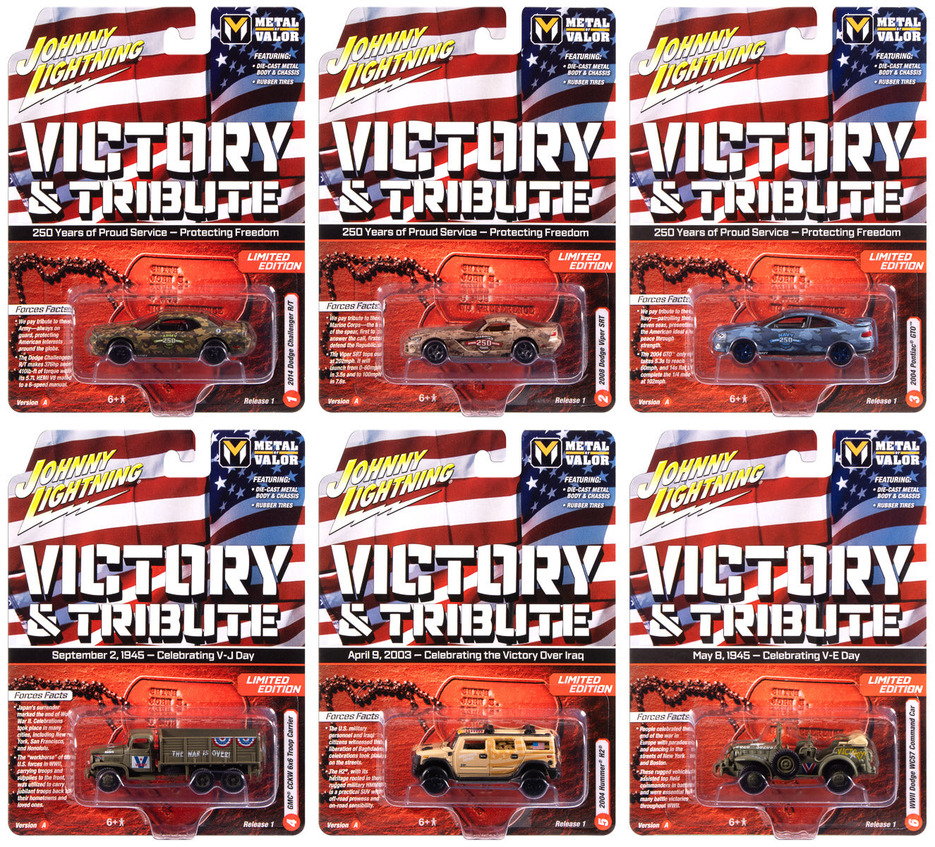 Johnny Lightning Military 2025 Release 1 Set A (6-Piece Sealed Case) Diecast
