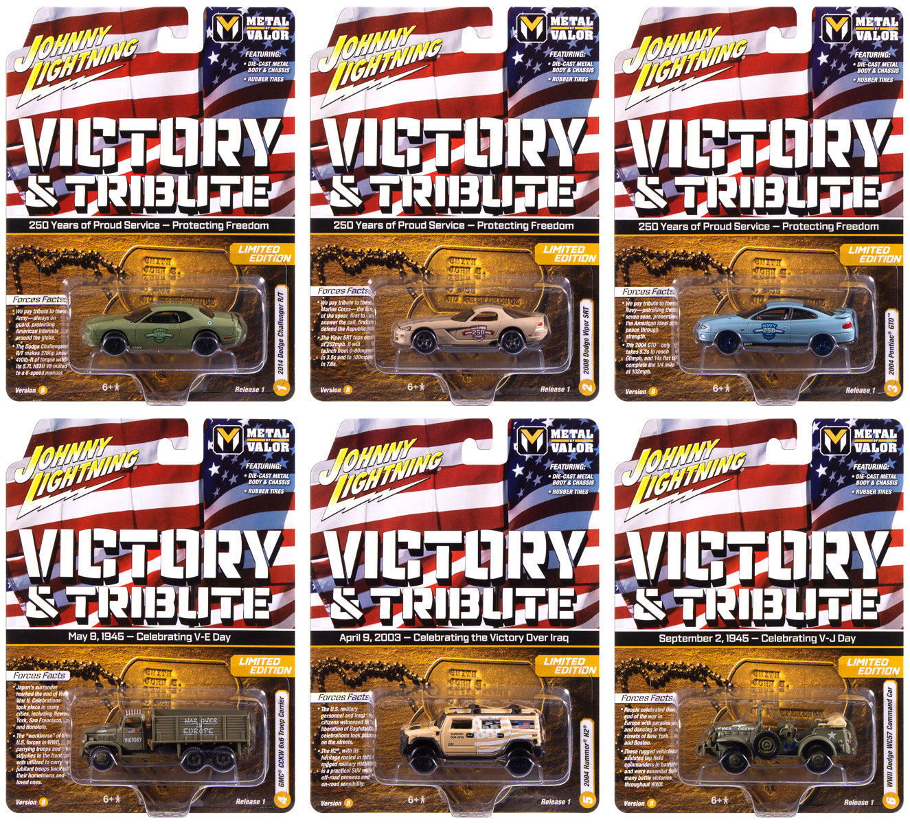 Johnny Lightning Military 2025 Release 1 Set B (6-Piece Sealed Case) Diecast